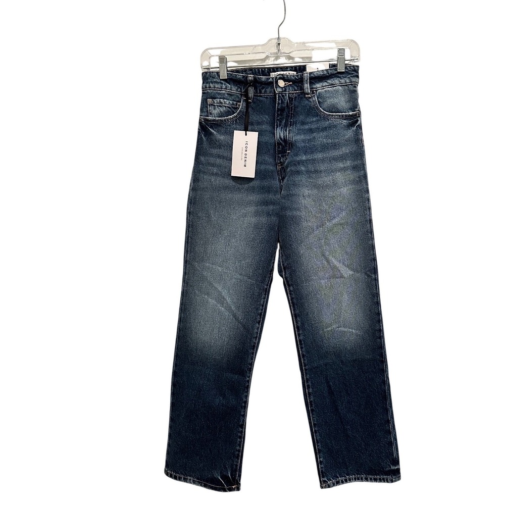Icon Denim Los Angeles Jill Jeans Size‎ 24 Dark Blue Cropped Straight Leg NWT